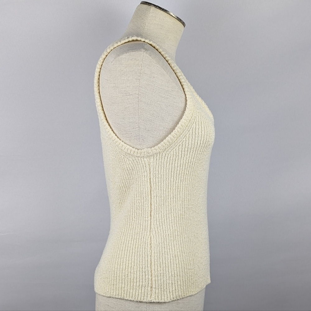 Rails Albie Tank Scoop Neck Linen Cotton Blend Textured Rib Knit Ivory M NWT - Picture 7 of 14